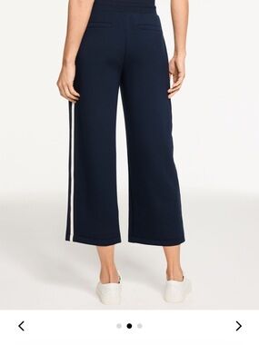 Talbots Navy Wide-Leg Ponte Travel Pants w/ Contrast Side Stripes LIKE NEW SOFT!